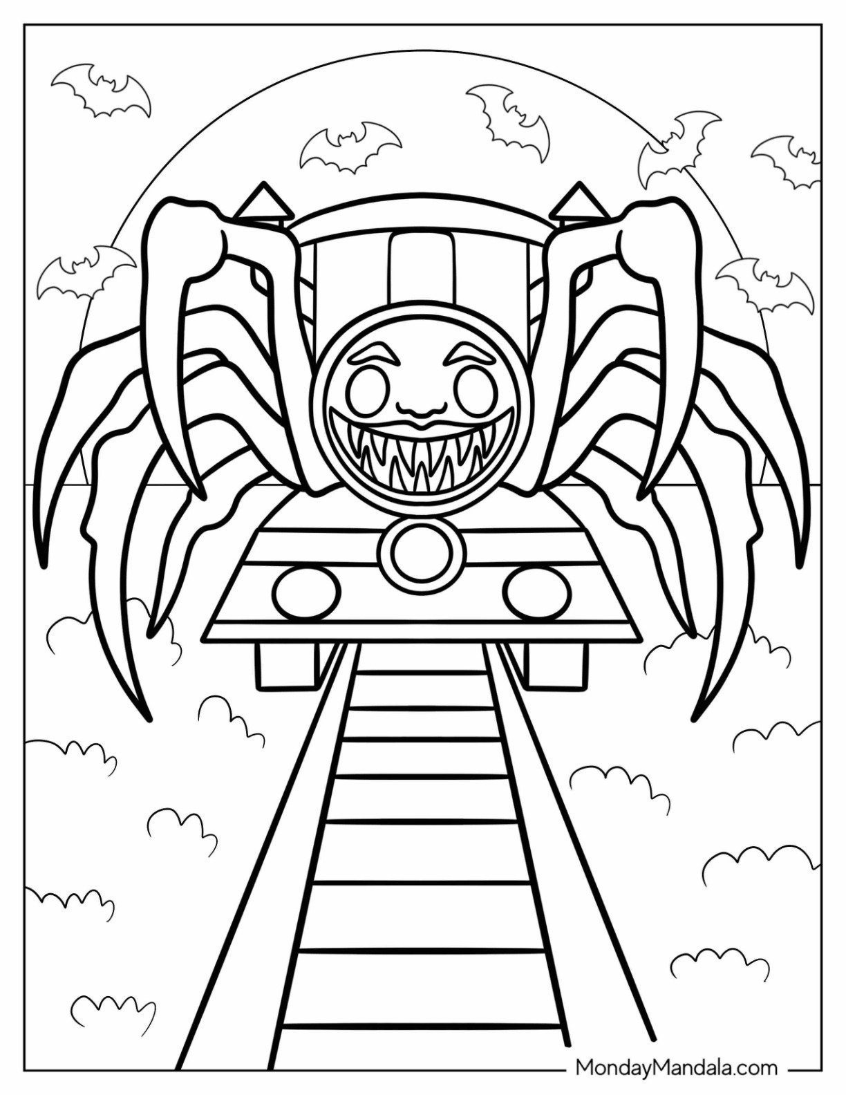 Choo Choo Charles Coloring Pages (Free Printables) regarding Choo Choo Charles Printable