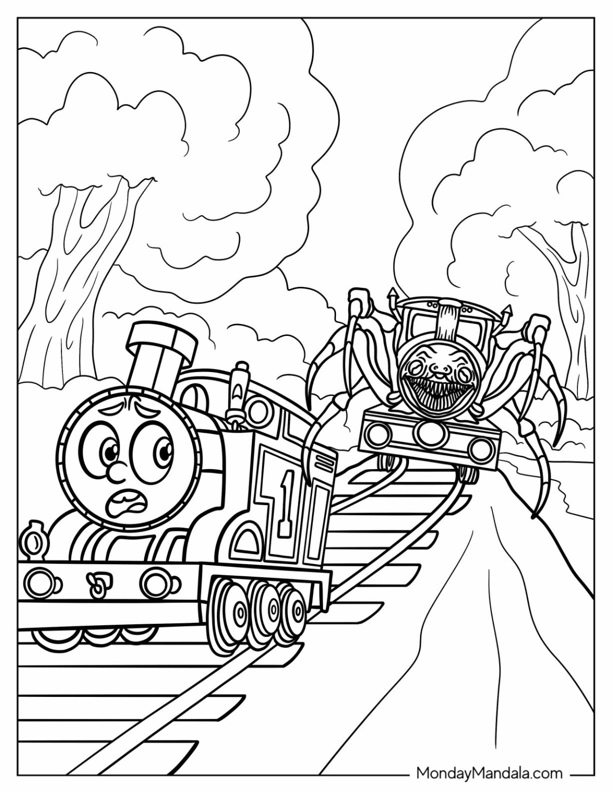Choo Choo Charles Coloring Pages (Free Printables) with regard to Choo Choo Charles Printable