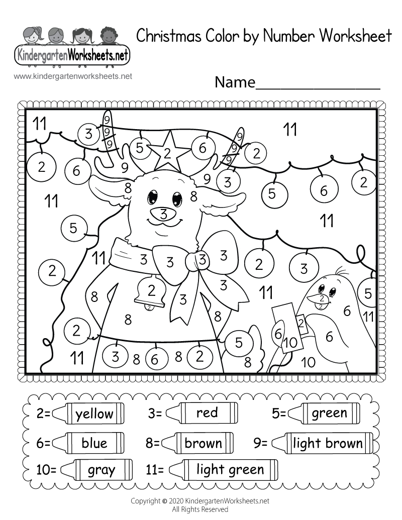 Christmas Colornumber Worksheet - Free Printable, Digital, &amp;amp; Pdf pertaining to Printable Kindergarten Holiday Worksheets