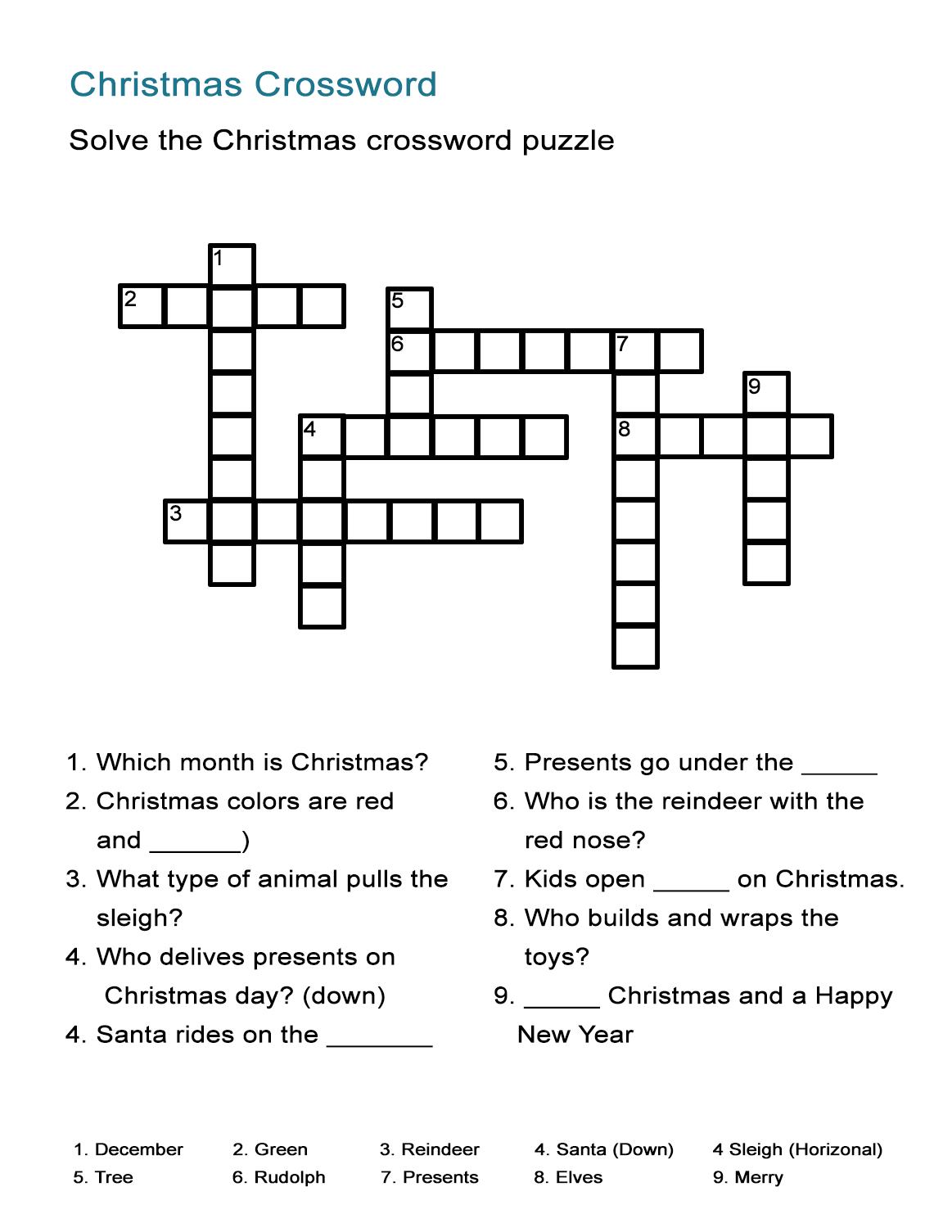 Christmas Crossword Puzzle - All Esl with regard to Printable Esl Crossword Puzzles