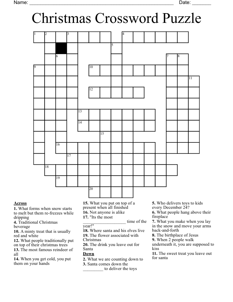 Christmas Crossword Puzzle - Wordmint within Xmas Crossword Printable