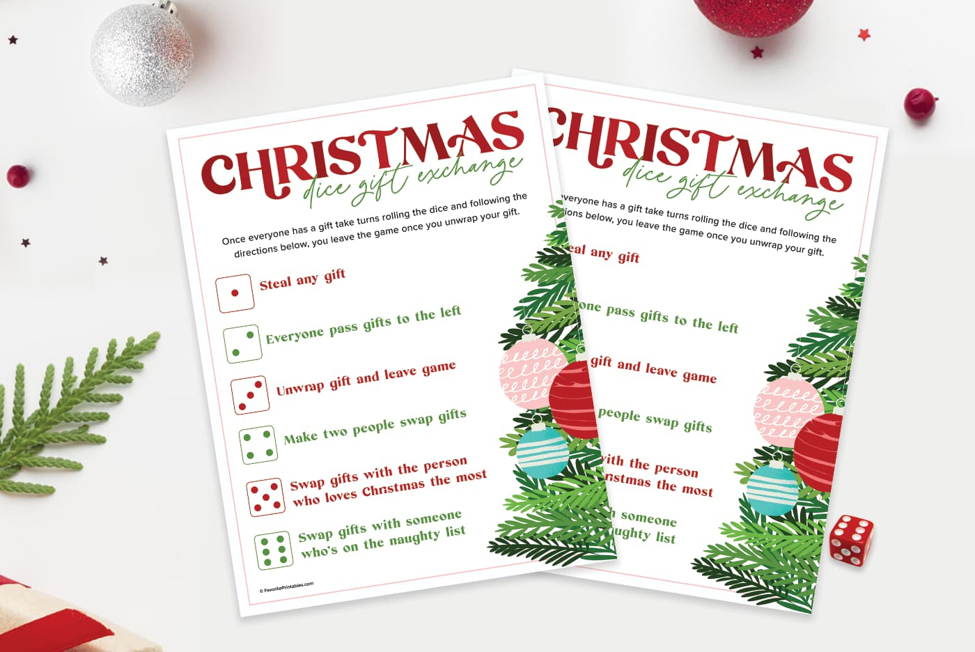 Christmas Dice Game, Free Printable For Gift Exchange! - Favorite intended for White Elephant Dice Game Free Printable