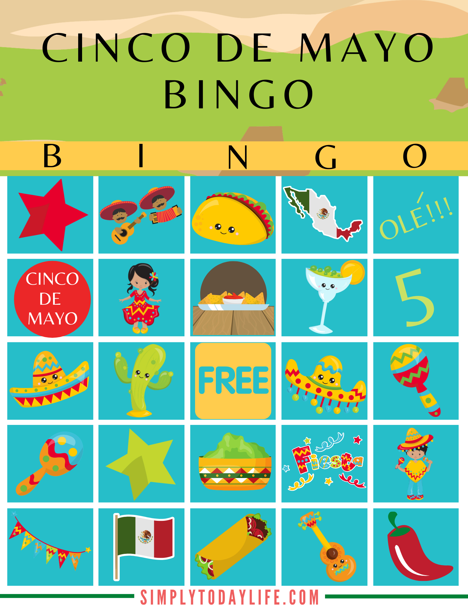 Cinco De Mayo Bingo Game Free Printable - Simply Today Life regarding Cinco De Mayo Bingo Free Printable