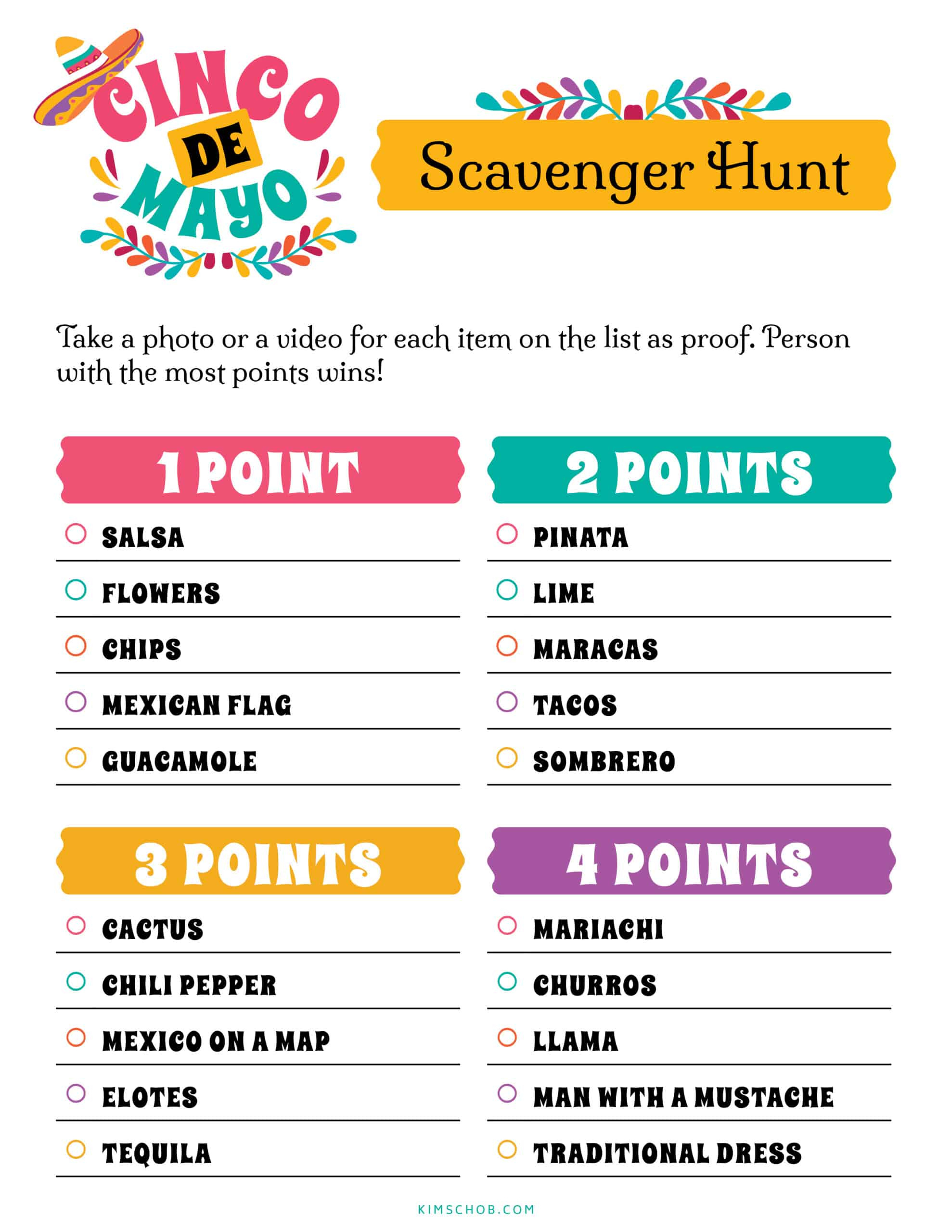 Cinco De Mayo Games Everyone Will Love - Kim Schob pertaining to Free Printable Cinco De Mayo Games