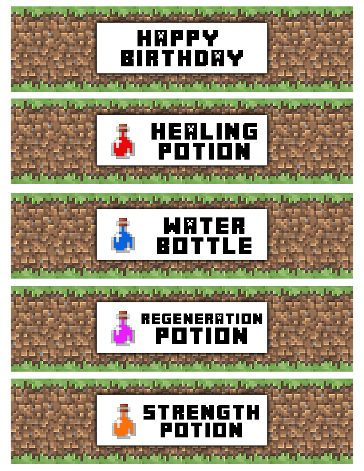 Clip Art &amp;amp; Party Printables - Web Digital Papers: Free Printable regarding Free Printable Minecraft Water Bottle Labels