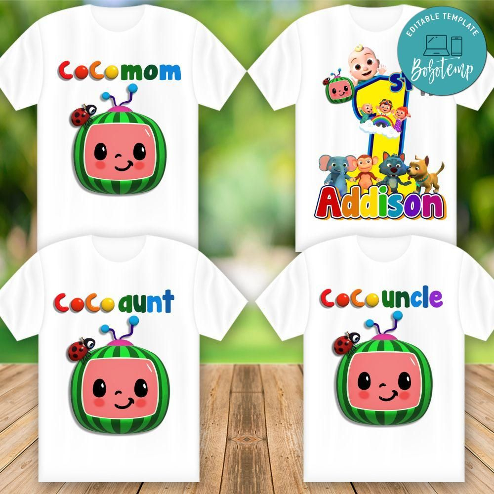 Cocomelon First Birthday Shirt Png Files For Your Family | Bobotemp throughout Printable Cocomelon Birthday Shirt