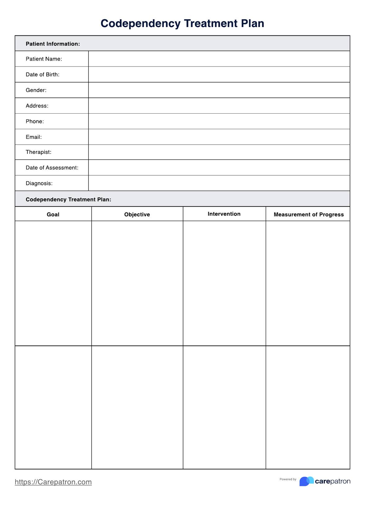 Codependency Treatment Plan &amp;amp; Example | Free Pdf Download pertaining to Free Printable Codependency Worksheets
