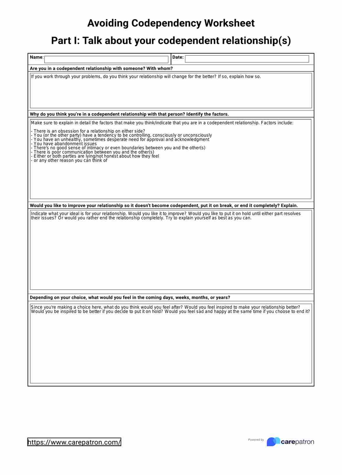 Codependency Worksheets &amp;amp; Example | Free Pdf Download intended for Free Printable Codependency Worksheets
