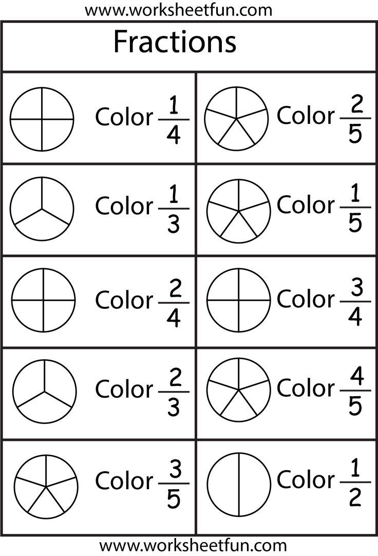 Color The Fraction – 4 Worksheets / Free Printable Worksheets with regard to Printable Kindergarten Fractions Worksheets