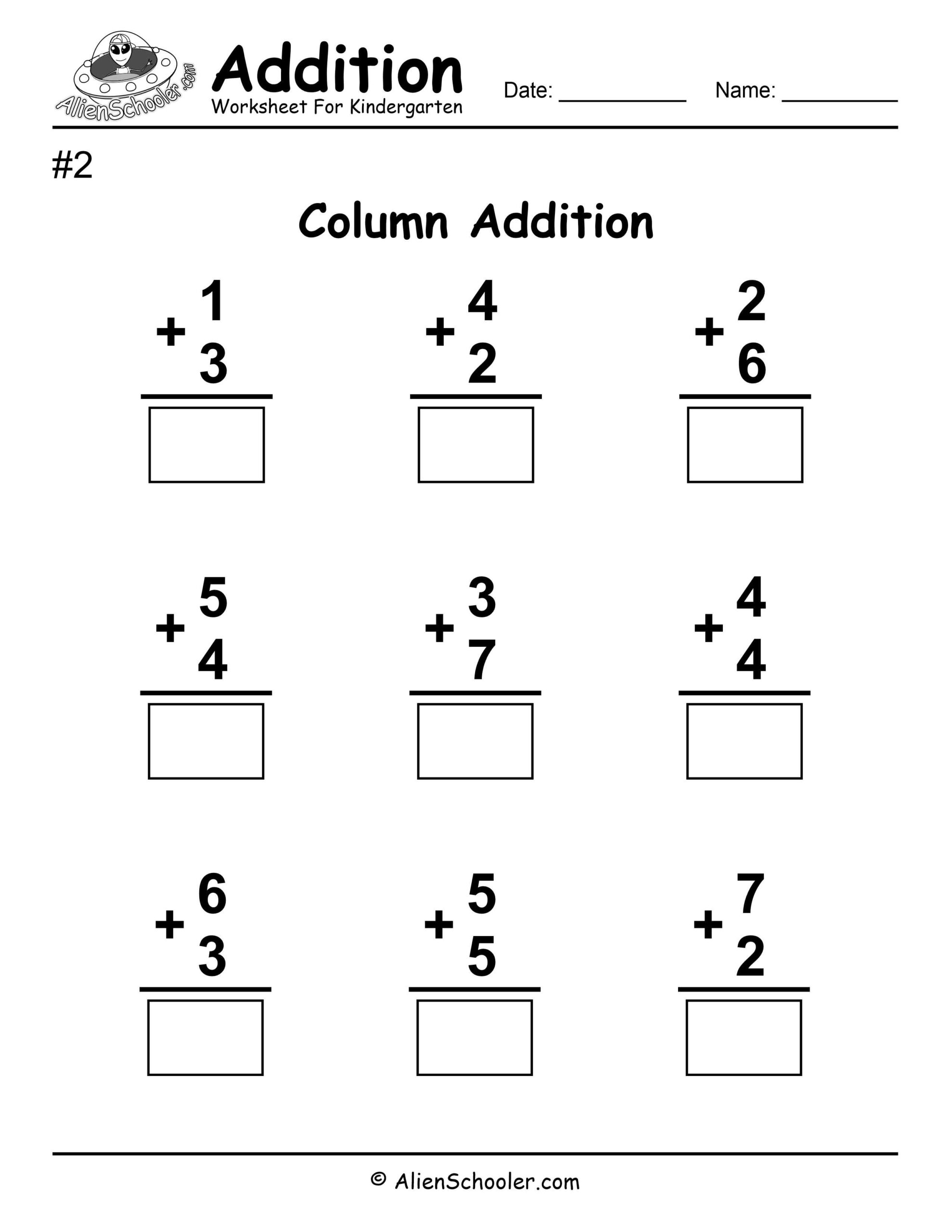 Column Addition Worksheet #2 (Up To 10) - Alien Schooler pertaining to Column Addition With Pictures Worksheet