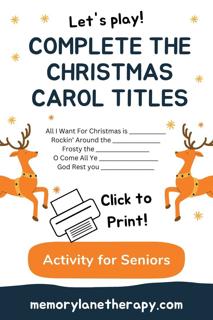 Complete The Christmas Carol Titles In Aged Care intended for Free Printable Skits For Seniors