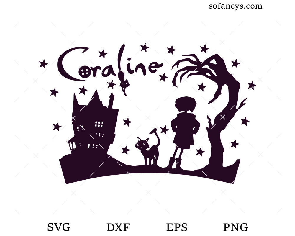 Coraline Halloween Svg Dxf Eps Png Cut Files intended for Free Printable Coraline Pumpkin Stencil