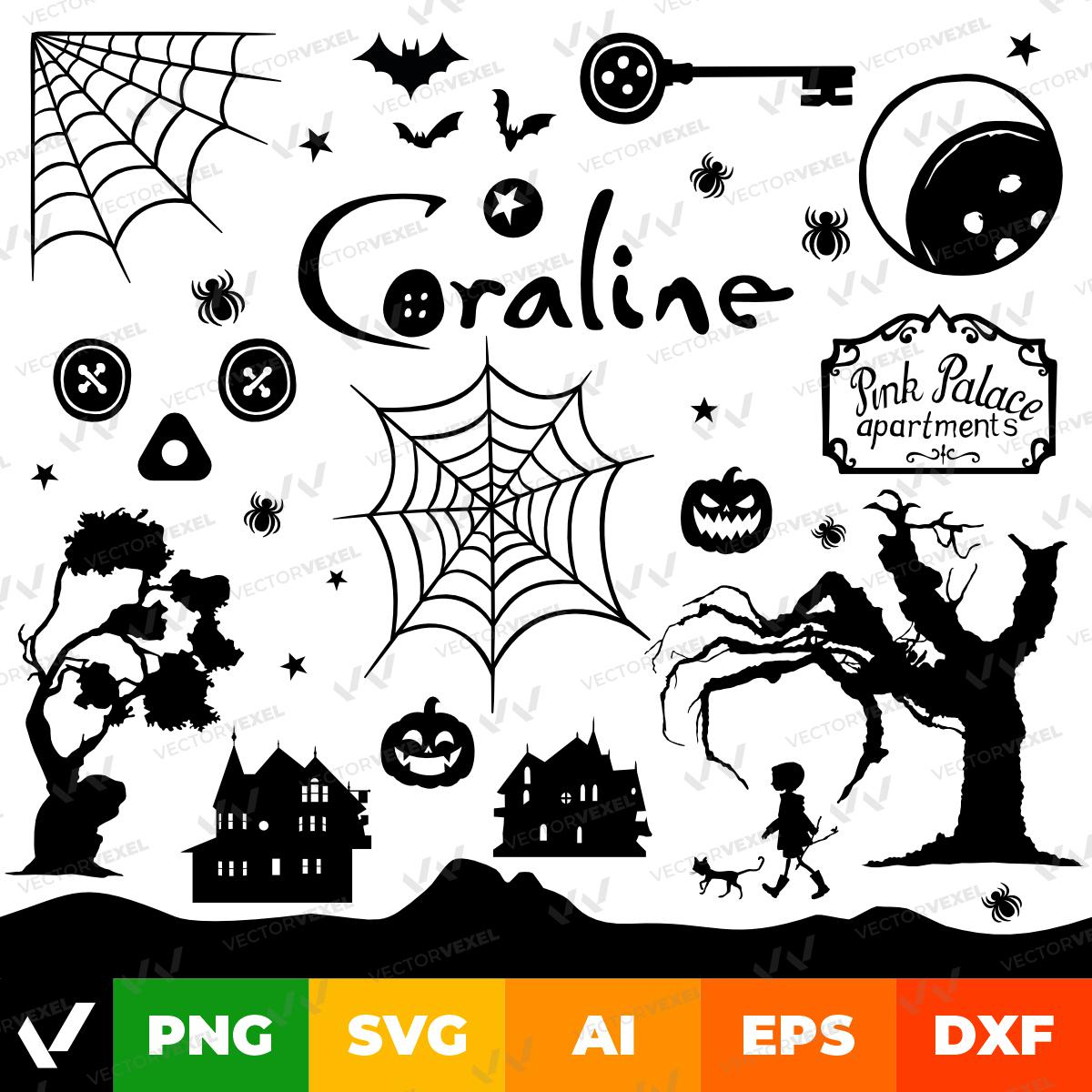 Coraline Pumpkin Stencil - Etsy inside Free Printable Coraline Pumpkin Stencil