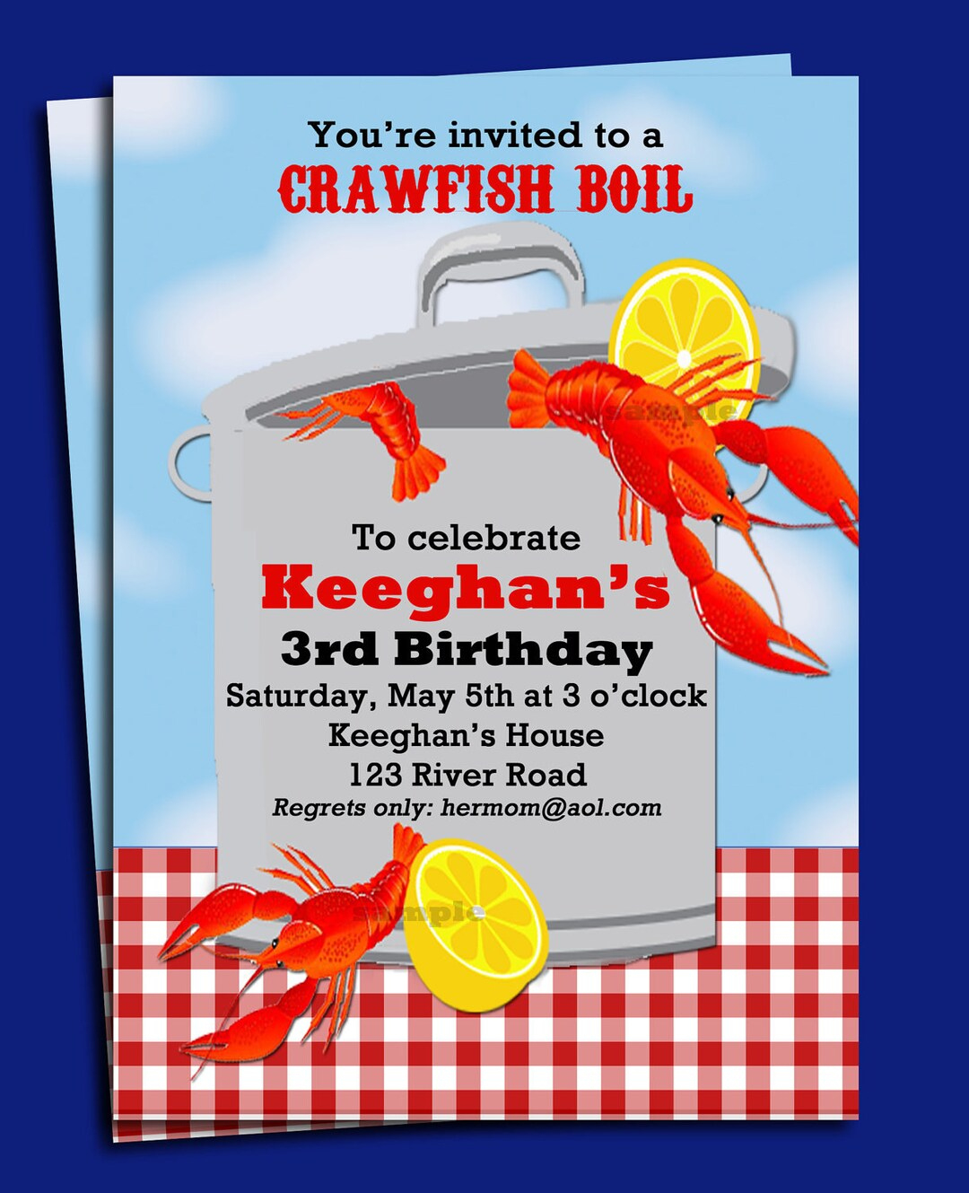 Crawfish Boil Invitation Printable Or Printed With Free Shipping - Birthday Or Just For Crawfish Tpc9037 - Etsy for Free Printable Crawfish Boil Invitations