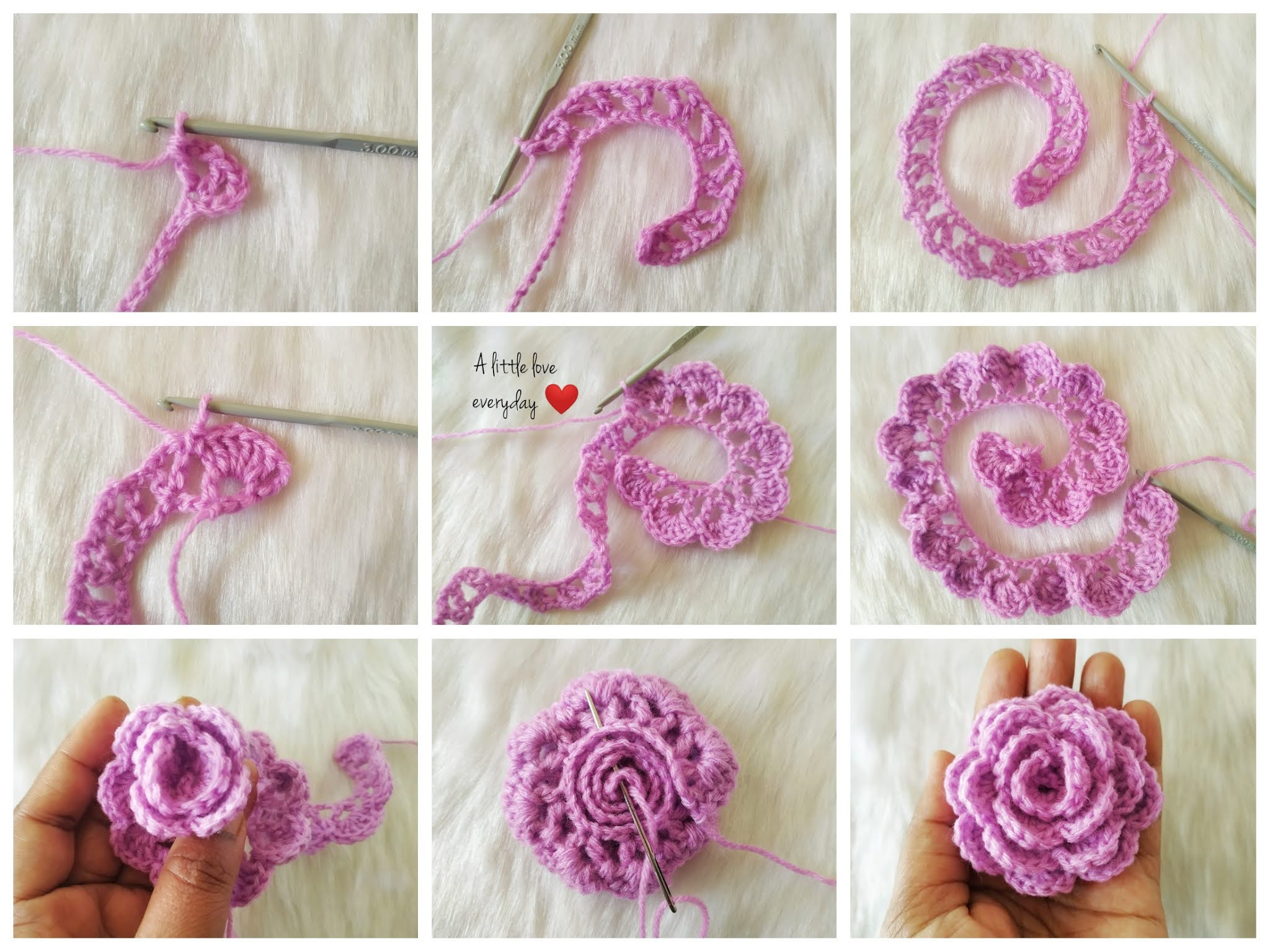 Crochet Rose Free Pattern - A Little Love Everyday! intended for Free Printable Crochet Rose Pattern
