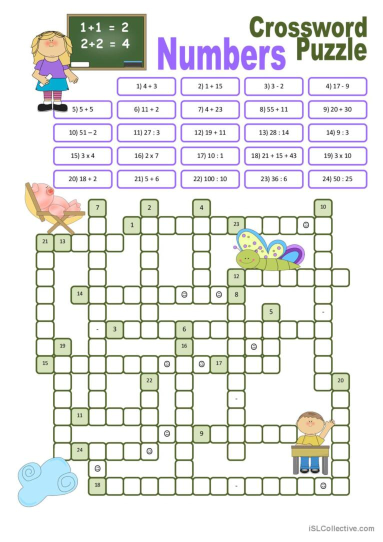 Crossword Puzzle Numbers Crossword: English Esl Worksheets Pdf &amp;amp; Doc intended for Esl Crossword Printable