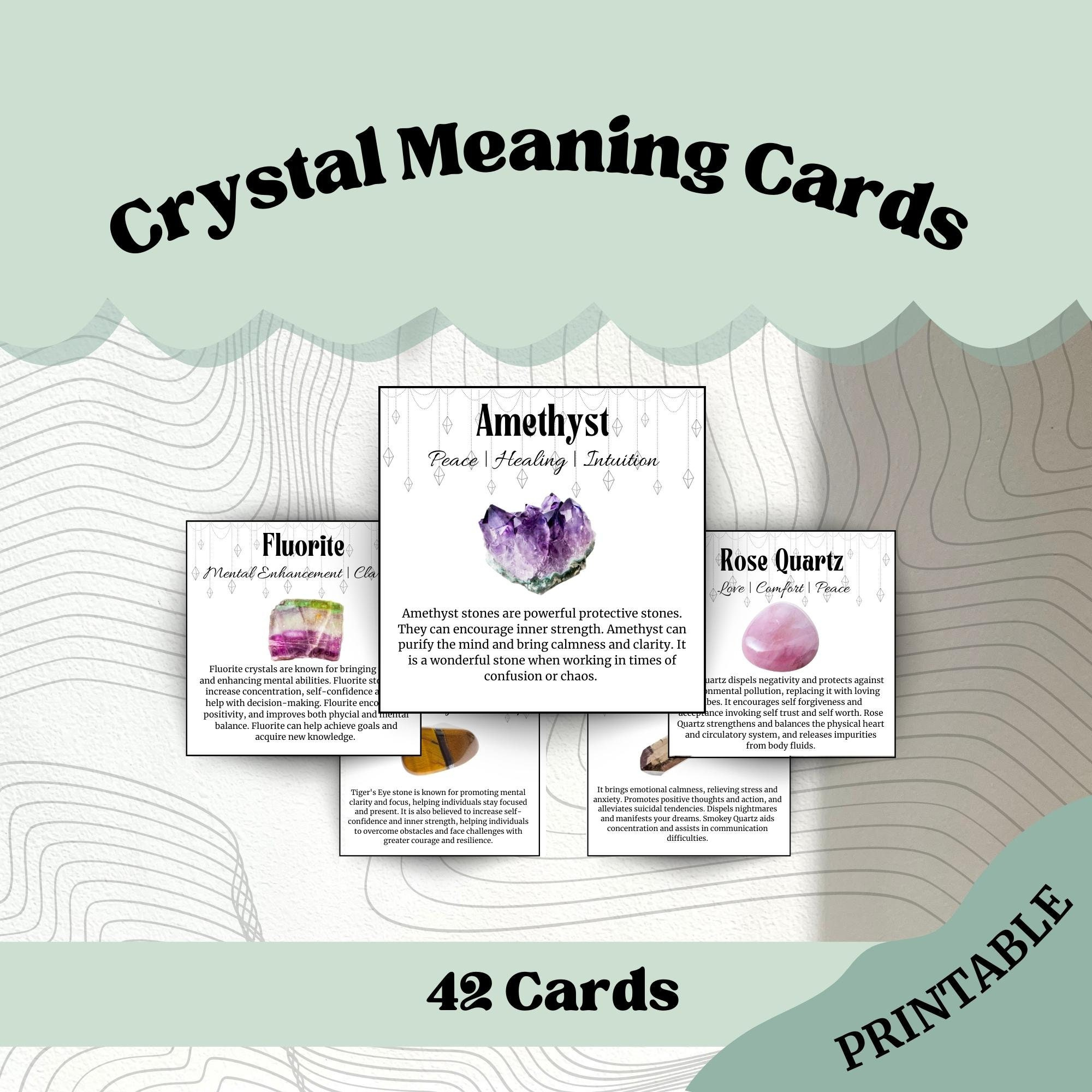 Crystal Information Cards, Crystal Meaning Cards, Healing Crystal with Free Printable Crystal Information Cards