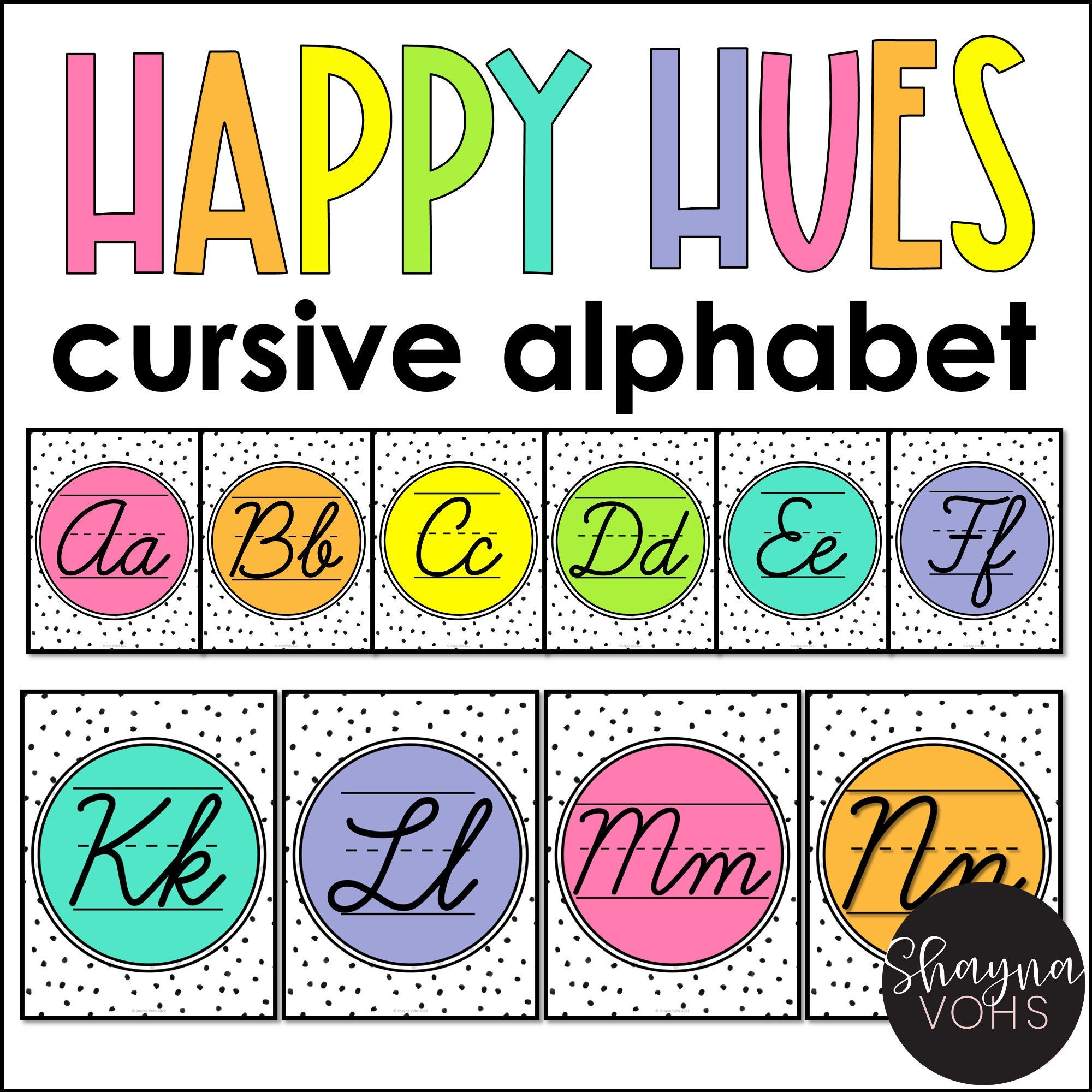 Cursive Alphabet Posters, Cursive Alphabet Chart, Bright Cursive throughout Printable Cursive Letters For Classroom Display