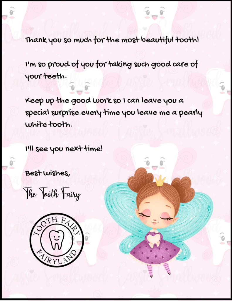 Cute Free Printable Tooth Fairy Letters &amp;amp; Notes - Cassie Smallwood pertaining to Letters From The Tooth Fairy Free Printables