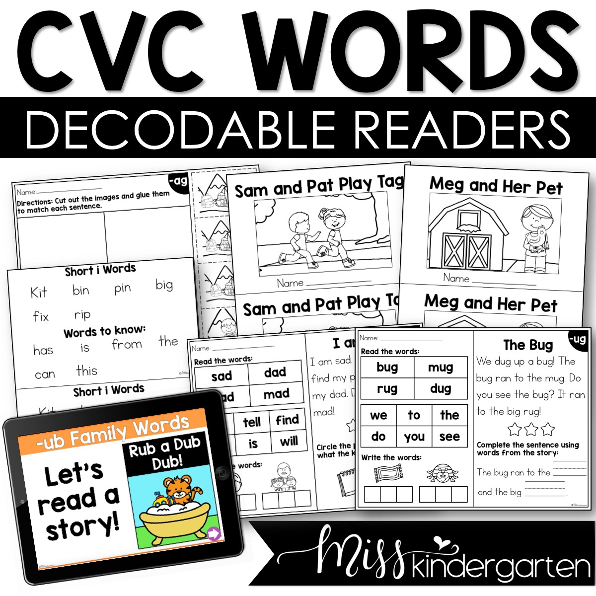 Cvc Words Decodable Readers Kindergarten Small Group Reading Books - Miss Kindergarten intended for Free Printable Decodable Books