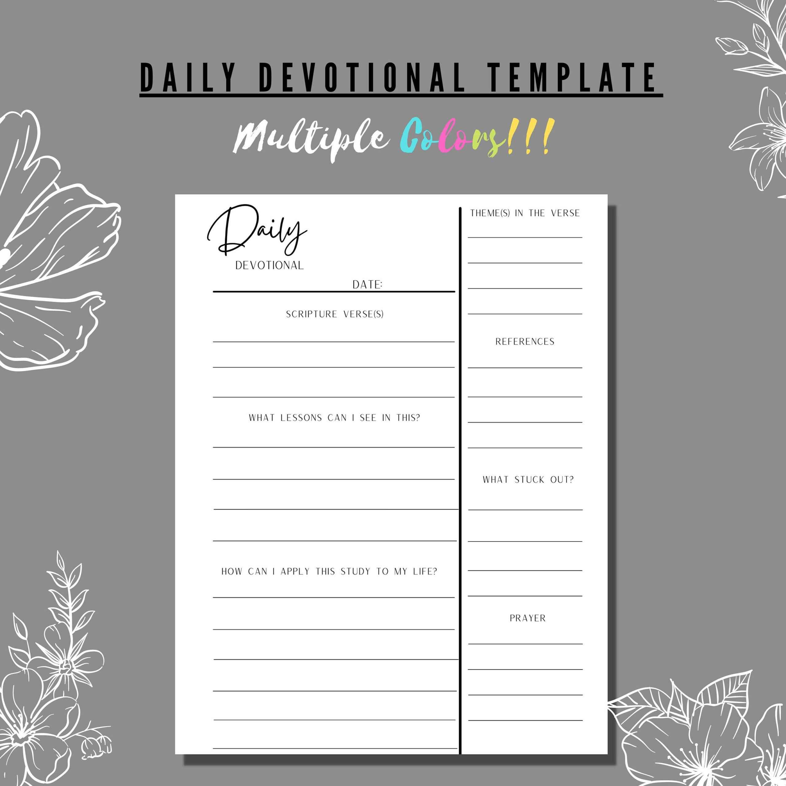Daily Devotional Template Printable | Multicolor Bundle | Pdf 8.5 regarding Free Printable Daily Devotions For Seniors