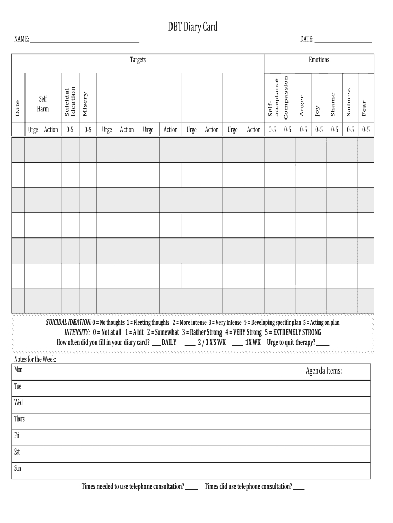 Dbt Diary Card: Fill Out &amp;amp; Sign Online | Dochub intended for Printable Dbt Diary Card