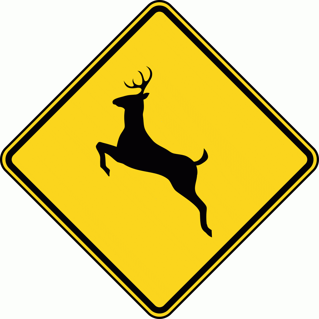 Deer Crossing, Color | Clipart Etc in Printable Deer Crossing Sign