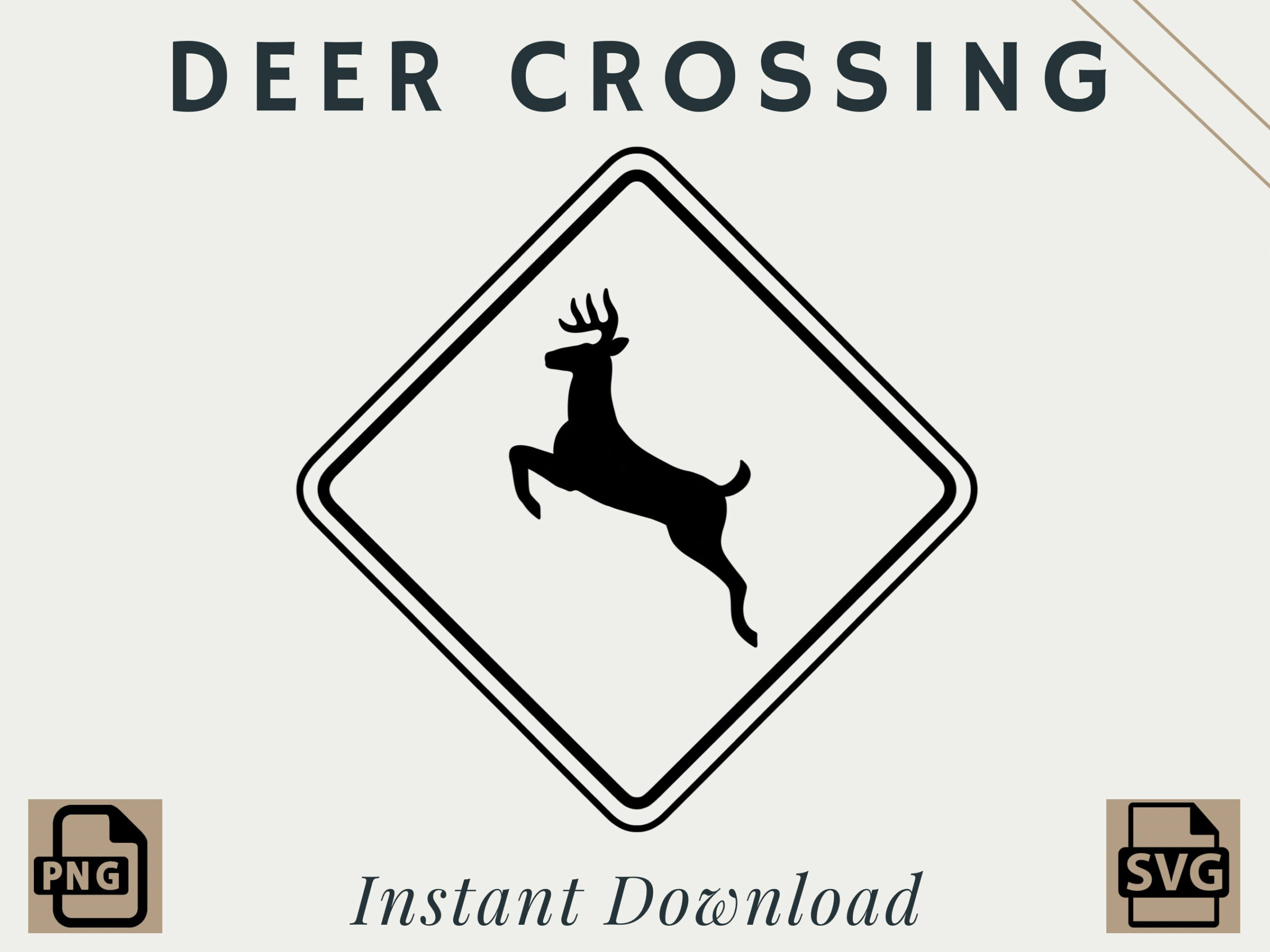 Deer Crossing Road Sign | Png | Svg | Digital Download | Printable throughout Printable Deer Crossing Sign