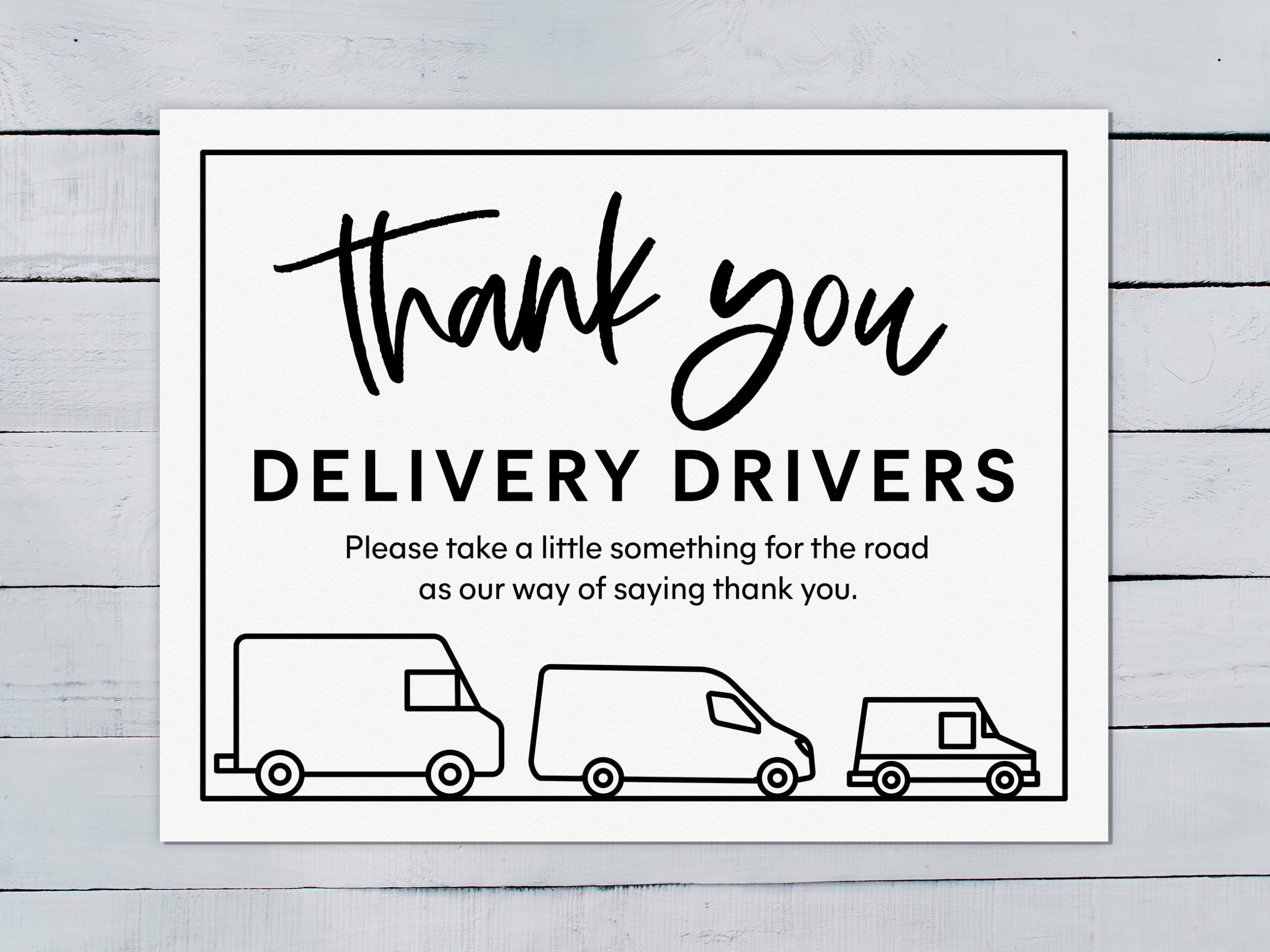 Delivery Driver Thank You Appreciation Snack Sign Printable | 8.5X11&amp;quot; | For Usps, Fedex, Ups, Amazon Prime Drivers inside Thank You Delivery Drivers Sign Printable Free