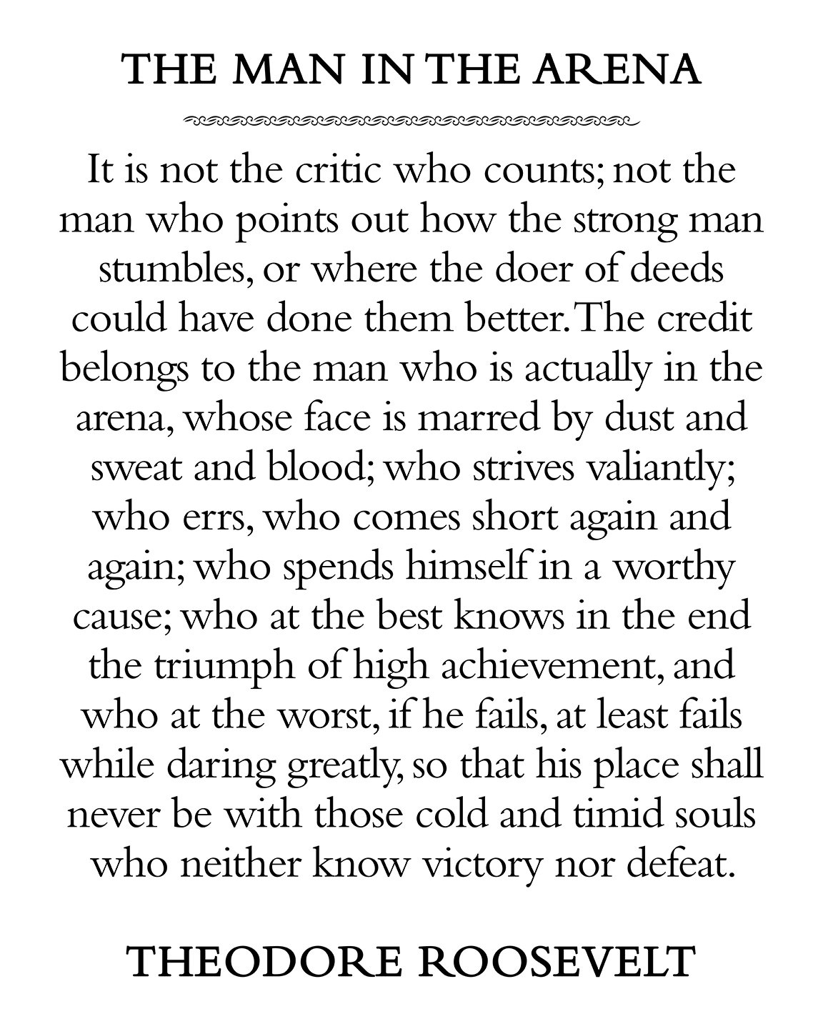 Der Mann In Der Arena Zitat Von Theodore Roosevelt Printable within Printable Man In The Arena