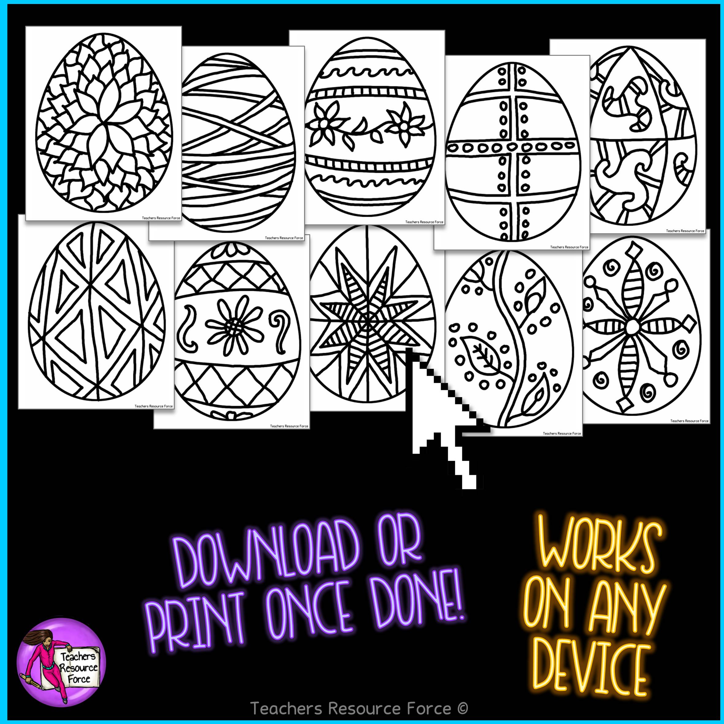 Digital Coloring Pages - Pysanky Easter Eggs for Free Printable Pysanky Patterns