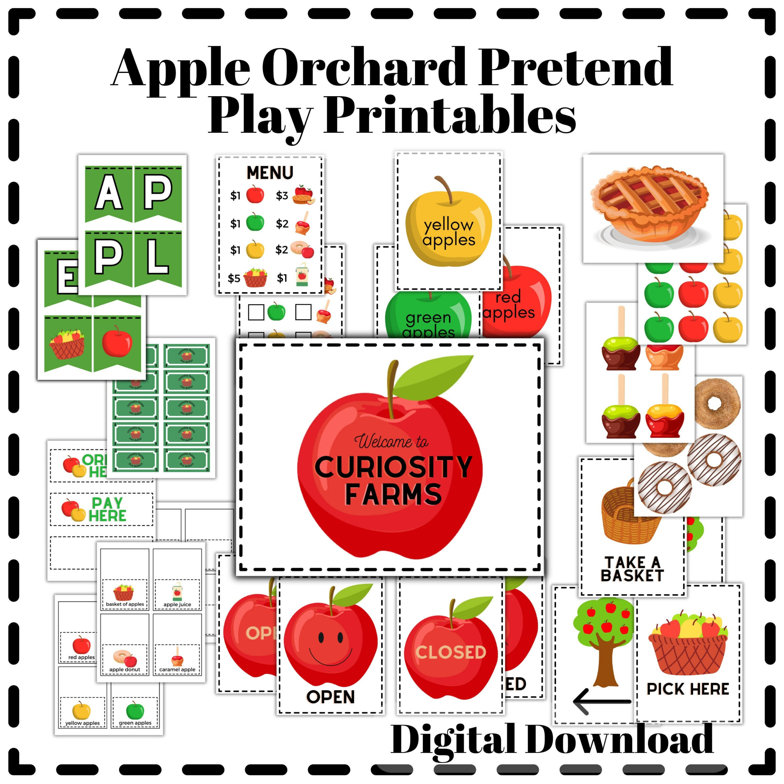 Digital Download: Apple Orchard Dramatic Play, Printables, Apple for Apple Orchard Dramatic Play Free Printables