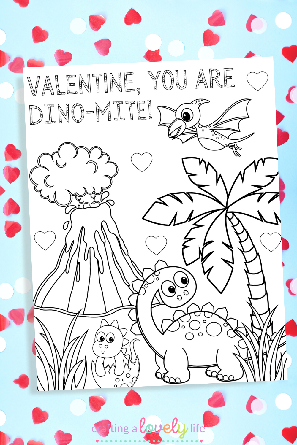 Dinosaur Valentine&amp;#039;S Day Coloring Page Free Printable for Free Printable Dinosaur Valentines