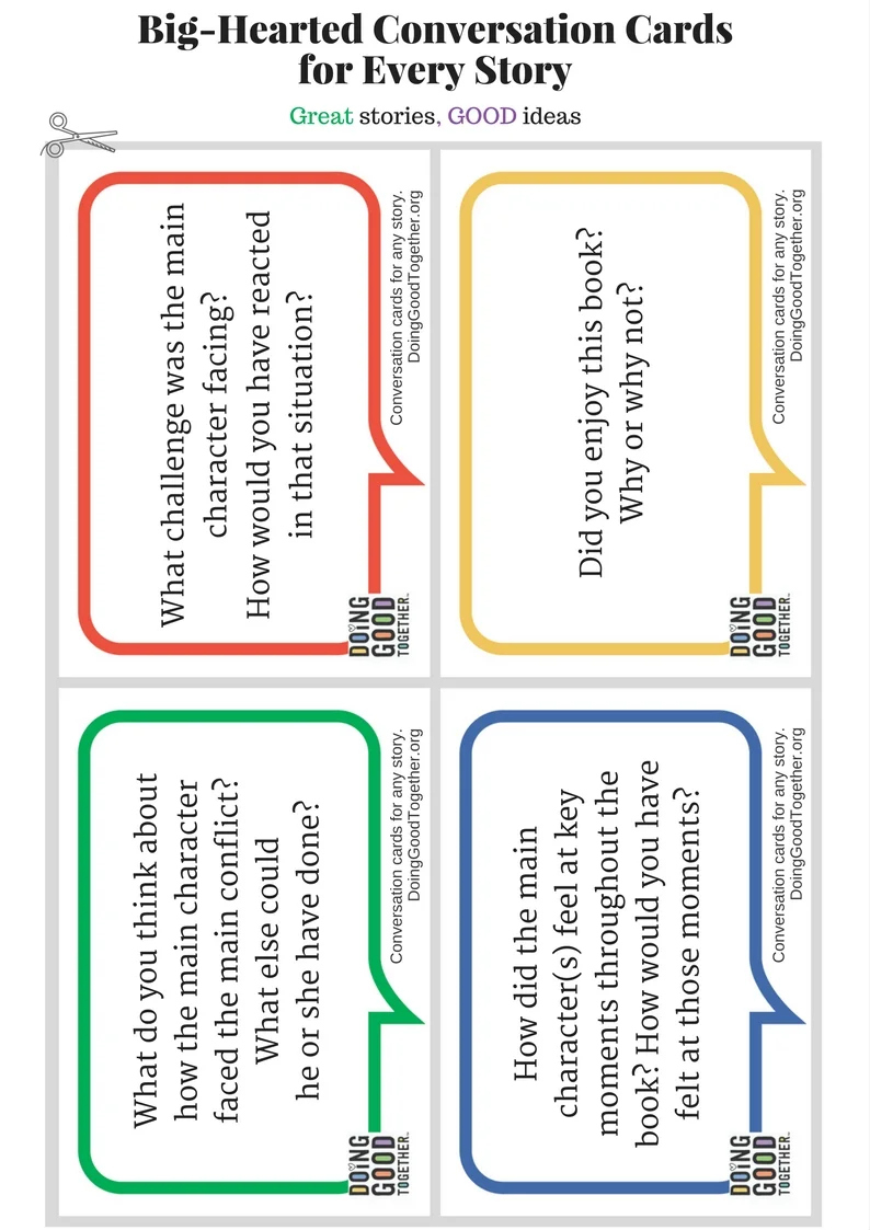 Discuss Every Story With Printable Conversation Cards — Doing Good inside Free Printable Conversation Cards