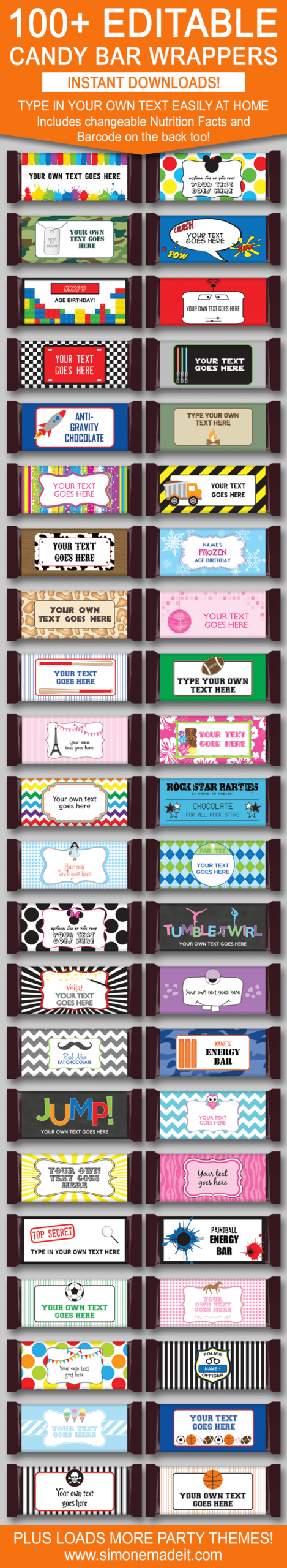 Diy Candy Bar Wrapper Templates | Party Favors | Chocolate Bar Labels with regard to Free Printable Candy Bar Wrappers Birthday