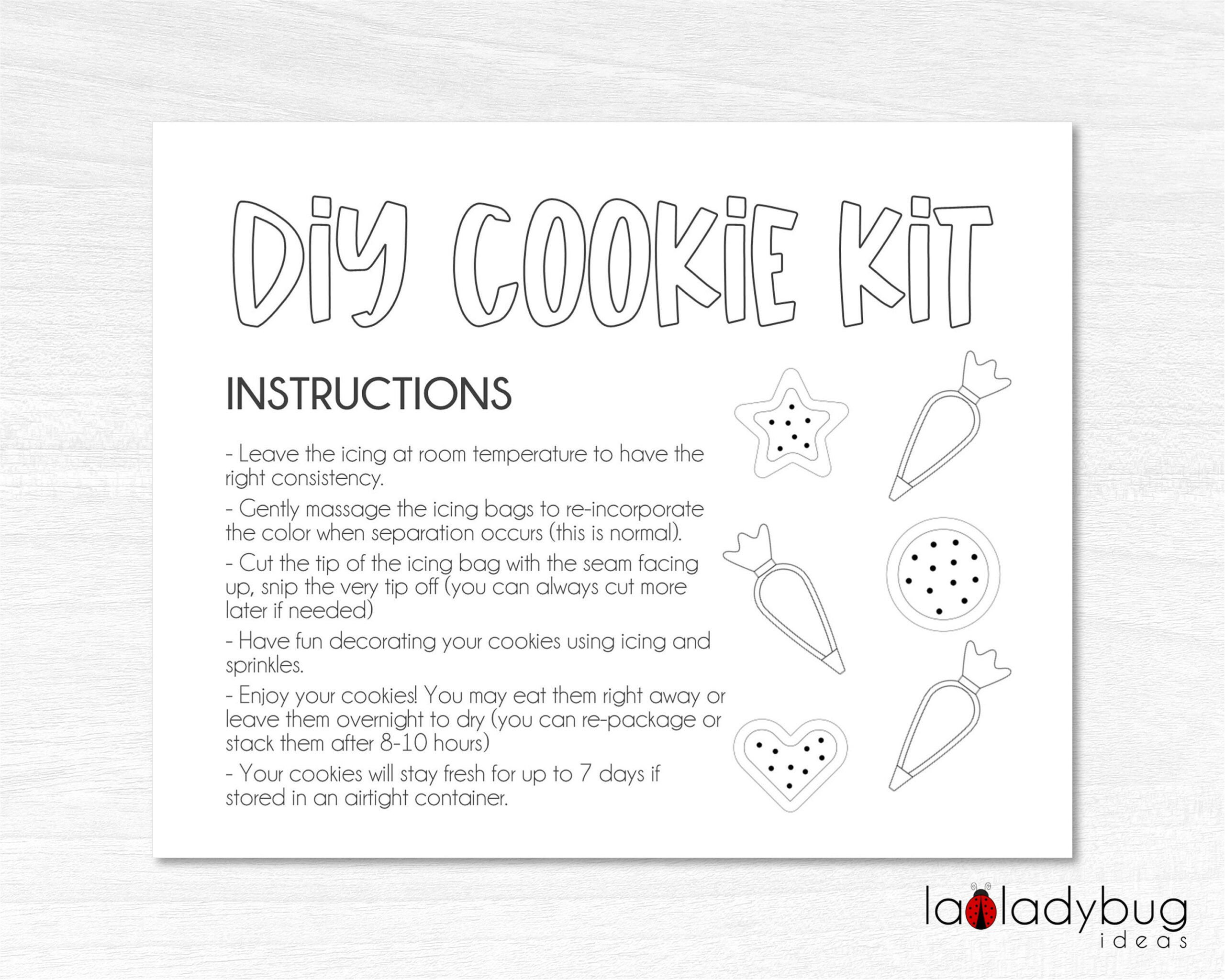 Diy Cookie Kit Instructions Printable Card. Printable Instructions for Diy Cookie Decorating Kit Instructions Free Printable