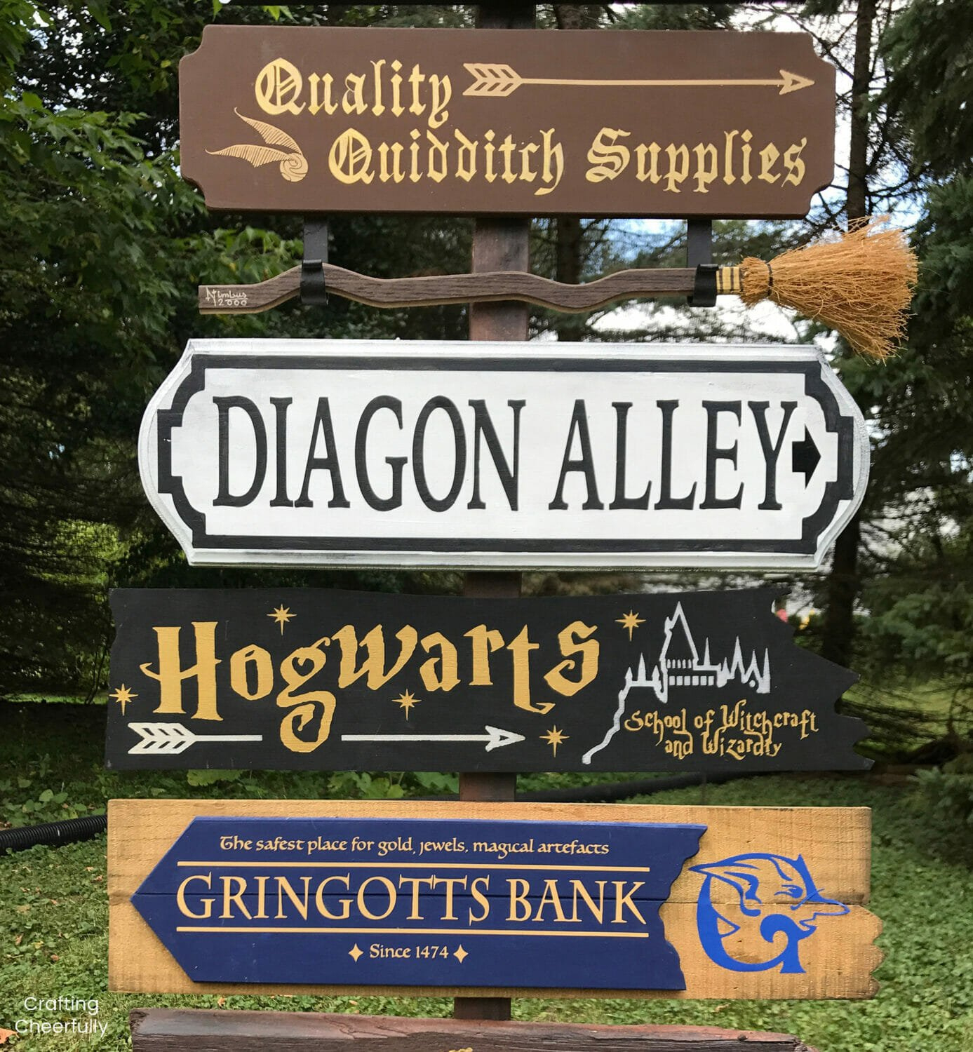 Diy Harry Potter Directional Sign Part 2 - Crafting Cheerfully intended for Diagon Alley Shop Signs Printable Free