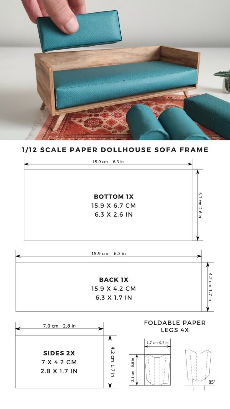 Diy Paper Dollhouse Sofa Furniture Template regarding Free Printable Dollhouse Furniture Templates