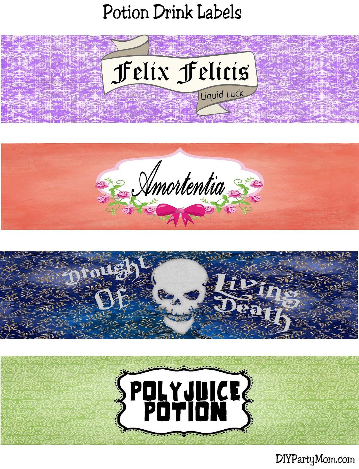 Diy Party Mom: Harry Potter Potion Drink Labels pertaining to Free Printable Polyjuice Potion Label