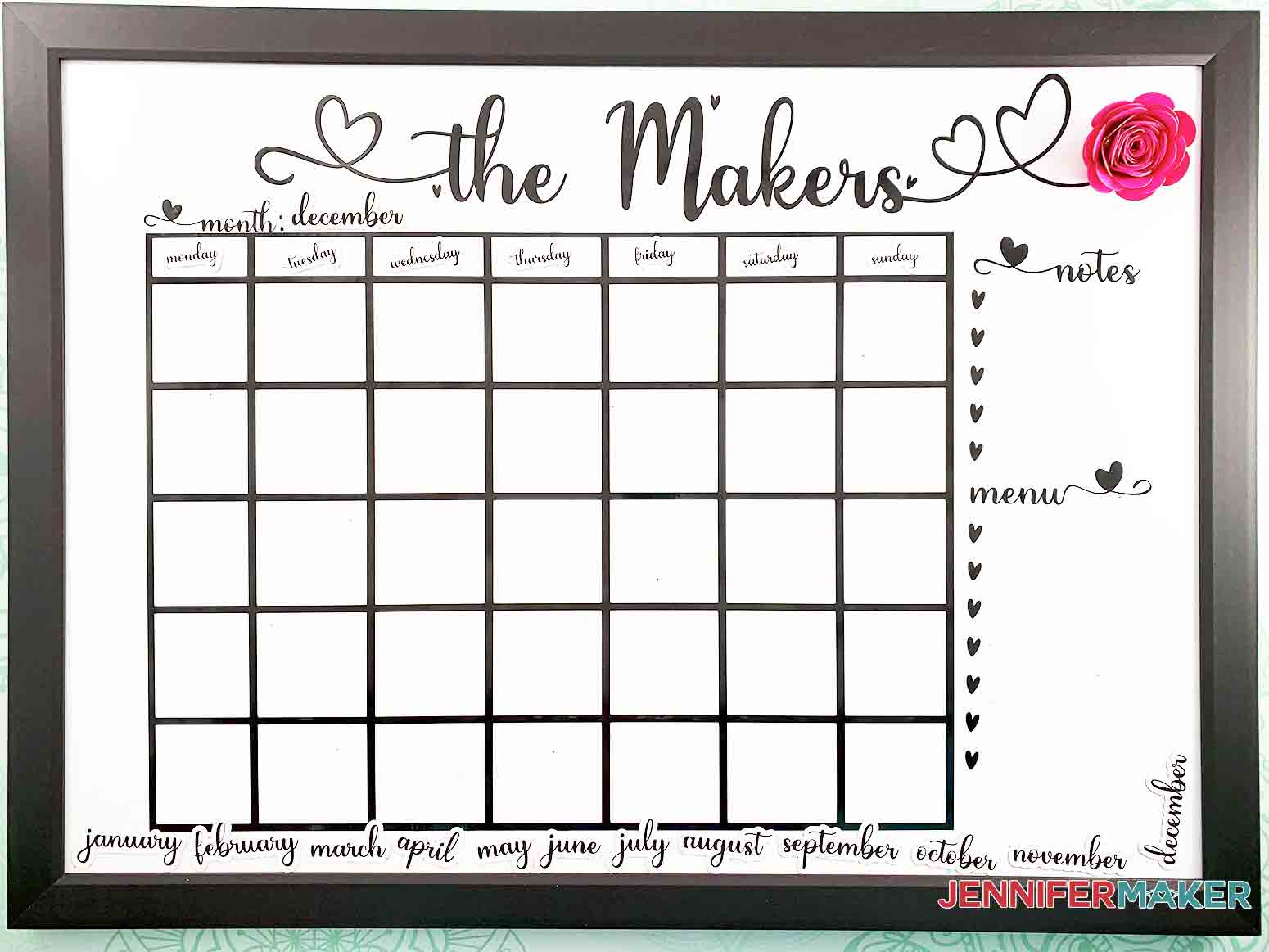 Diy Personalized Whiteboard Calendar With Print &amp;amp; Cut Magnets pertaining to Printable Dry Erase Board