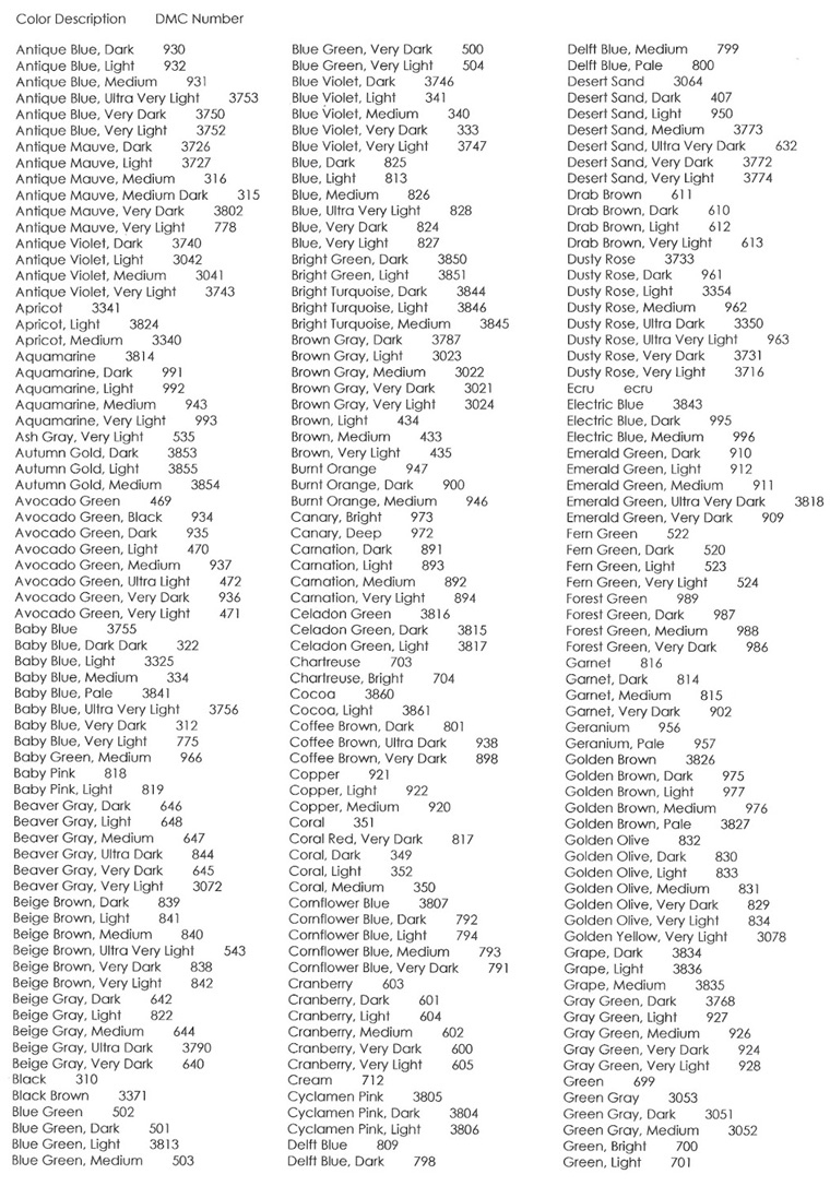Dmc Embroidery Floss Color Description. Cross Stitch Articles intended for Free Printable Dmc Floss Checklist 2025