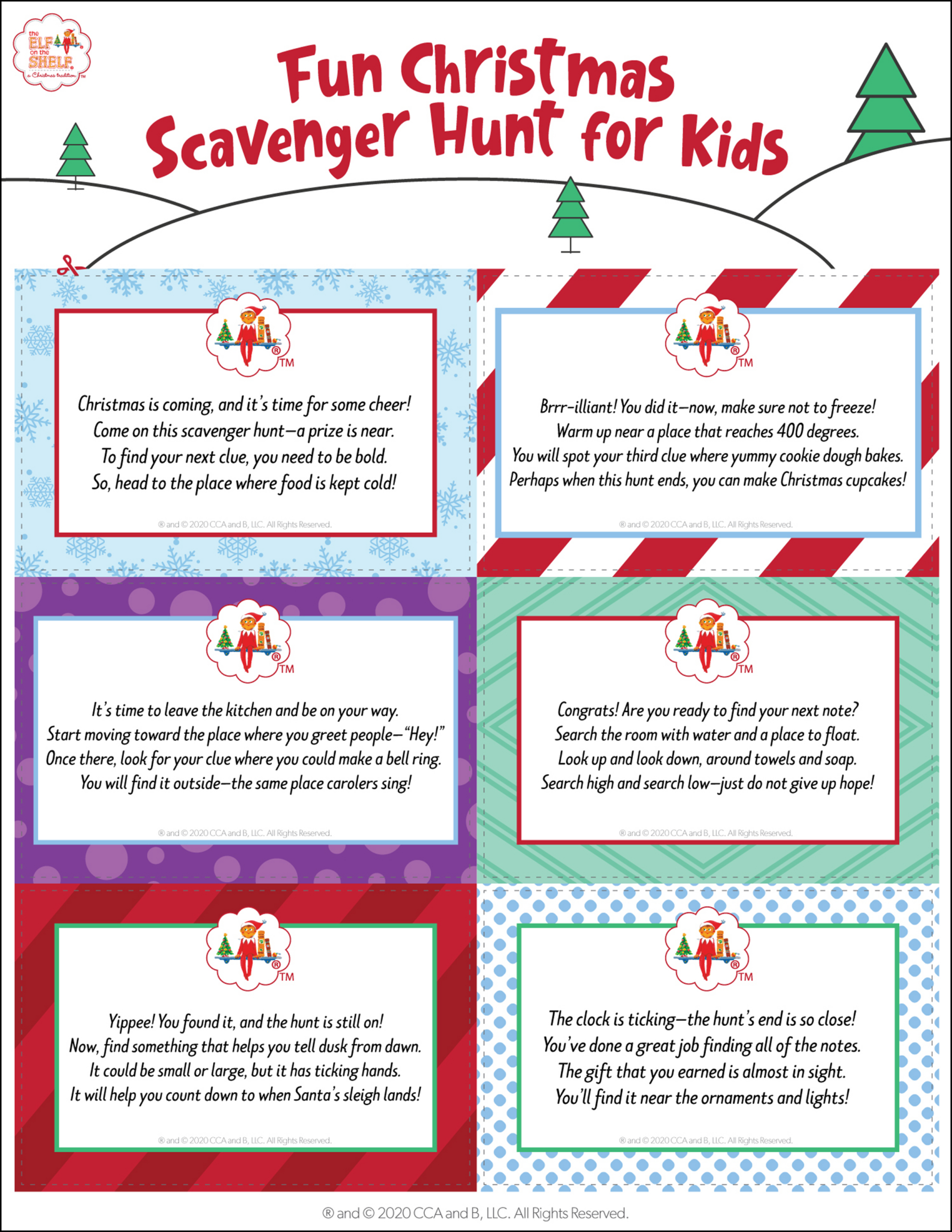 Download 4 Free Printable Christmas Scavenger Hunts | The Elf On within Free Printable Elf on the Shelf Treasure Hunt Clues