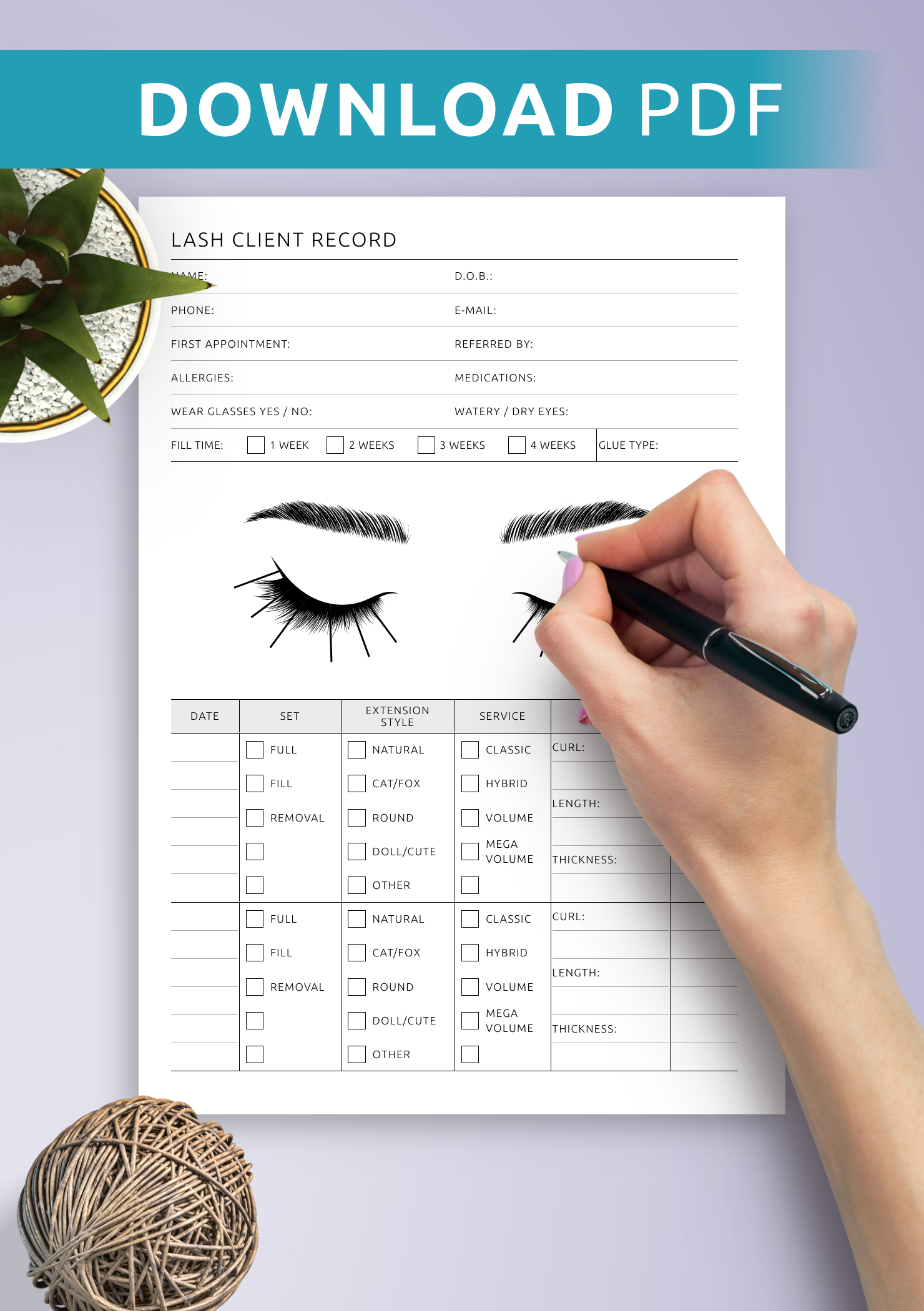 Download Printable Lash Client Record Pdf regarding Free Printable Eyelash Extension Client Record Cards
