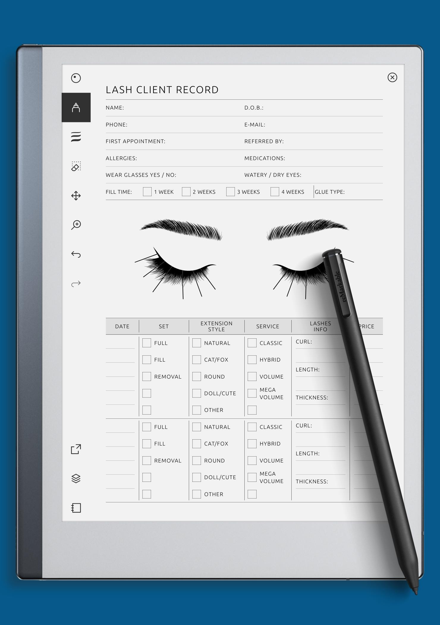Download Printable Lash Client Record Pdf throughout Free Printable Eyelash Extension Client Record Cards
