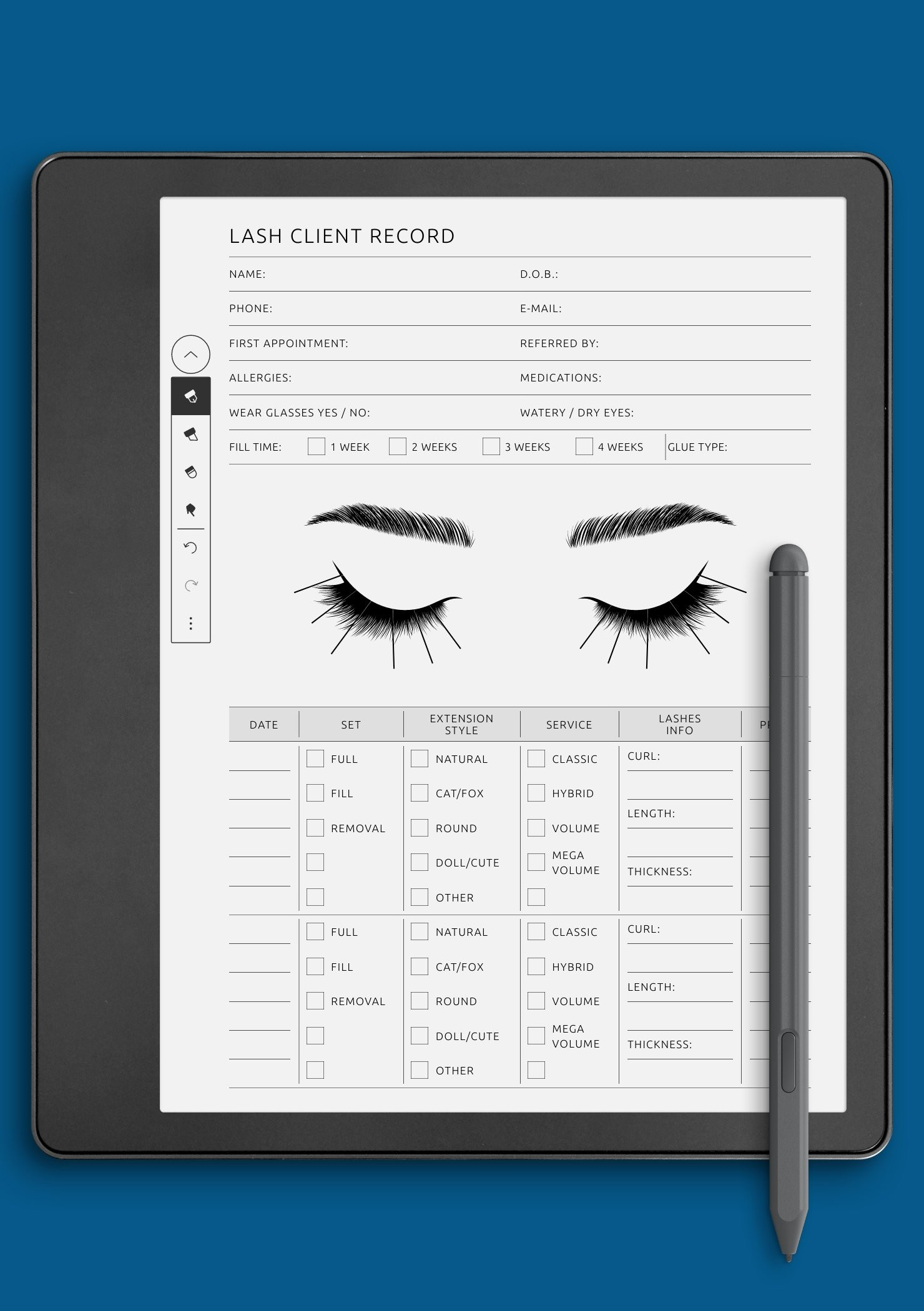 Download Printable Lash Client Record Pdf with Free Printable Printable Eyelash Extension Practice Sheet