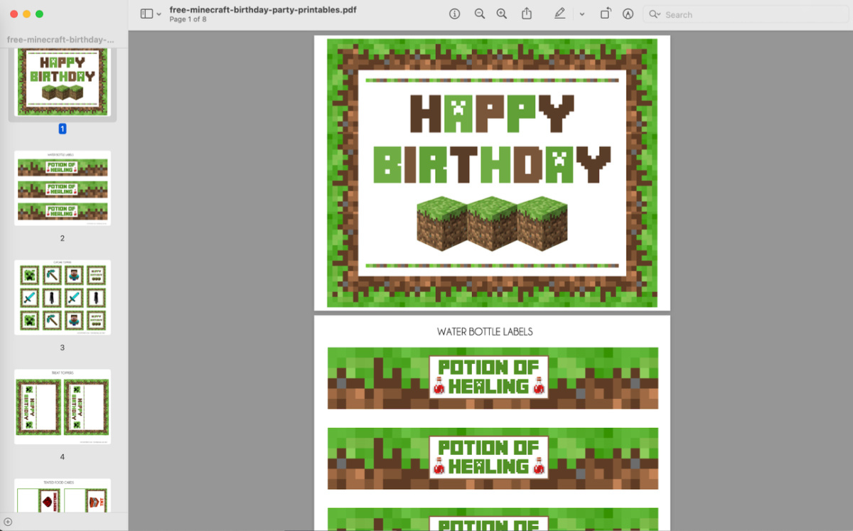 Download These Awesome Free Minecraft Party Printables! | Catch My throughout Minecraft Free Printables Party