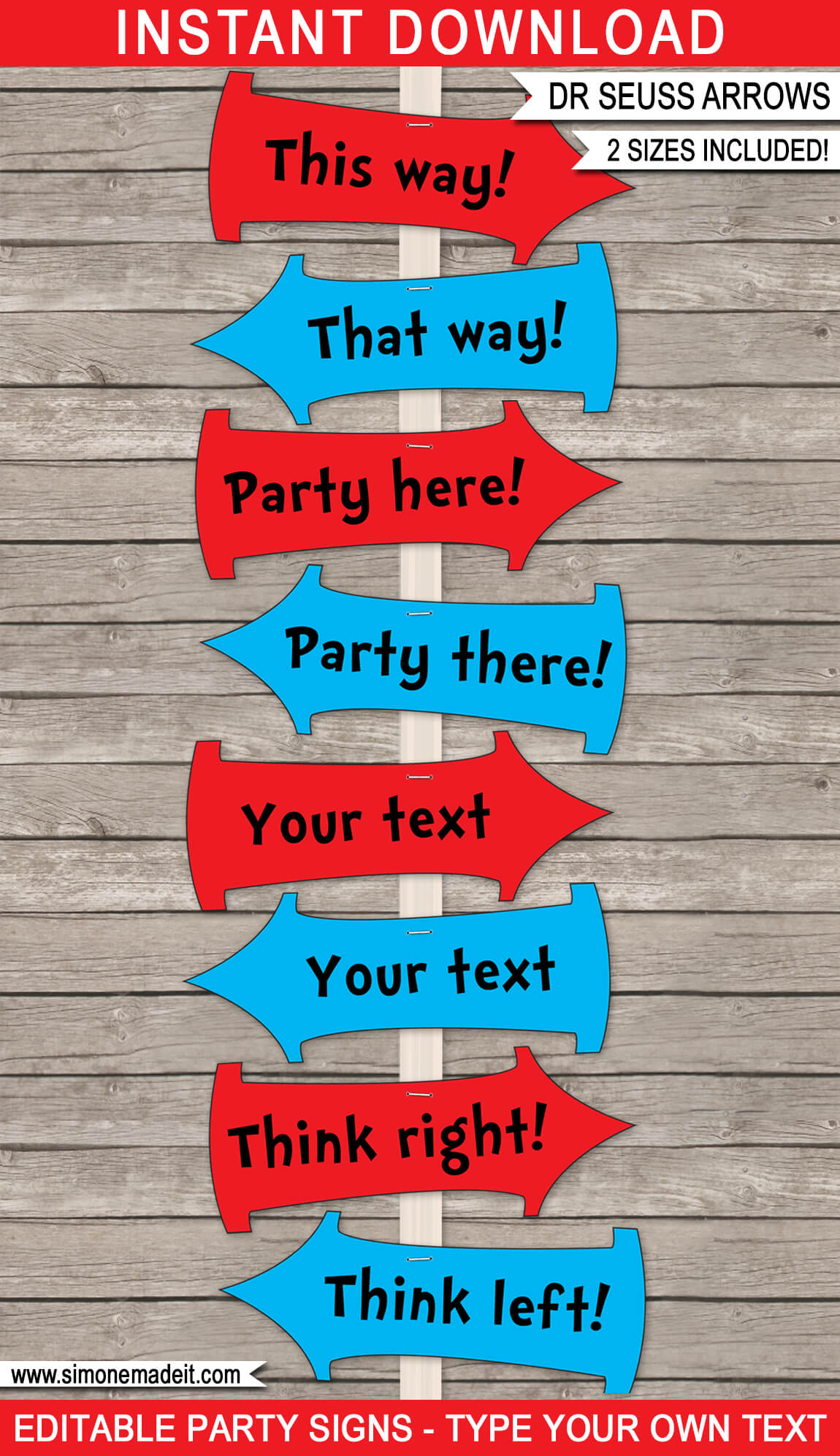 Dr Seuss Party Directional Signs - Arrows with regard to Dr Seuss Printable Decorations