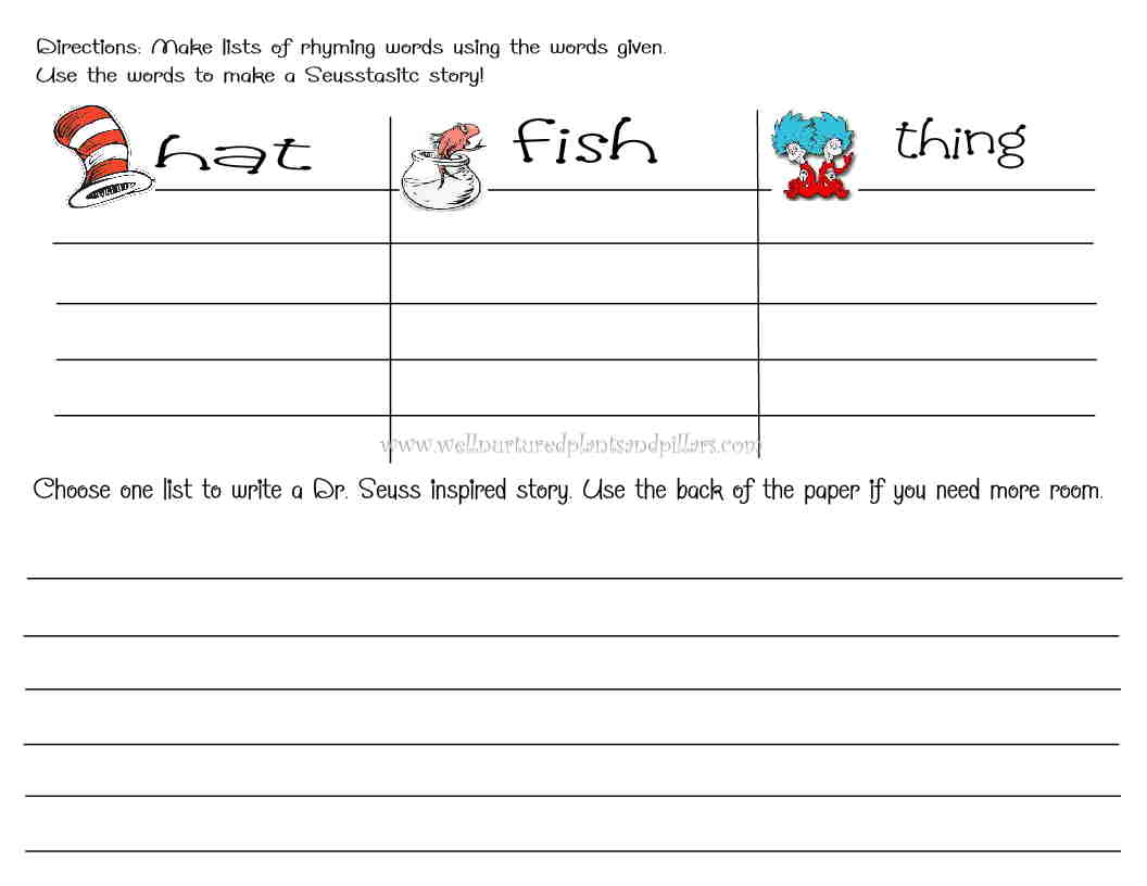 Dr. Seuss | Plants And Pillars with Printable Dr Seuss Writing Prompt