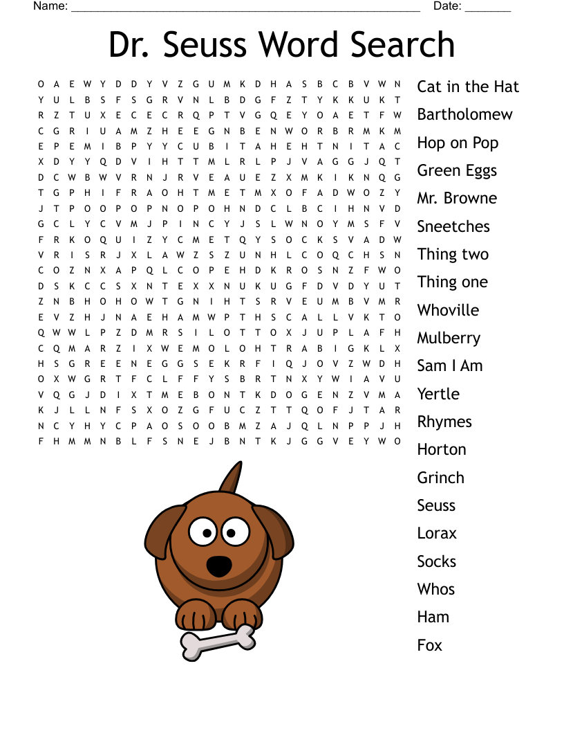 Dr. Seuss Word Search - Wordmint regarding Dr Seuss Word Search Free Printable