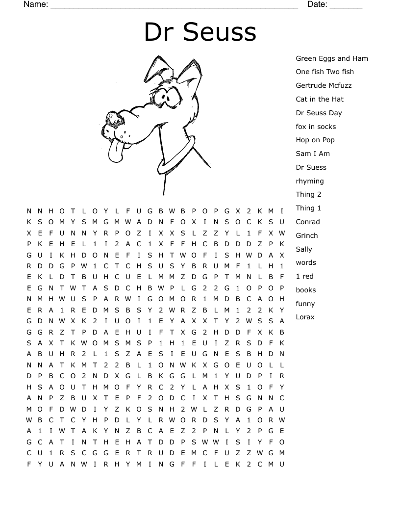 Dr Seuss Word Search - Wordmint with regard to Dr Seuss Word Search Free Printable